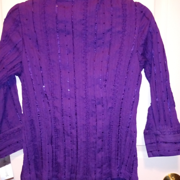 Harve Bernard Eggplant Purple Evening Blouse Beads Embroidery Size Small - Picture 4 of 4